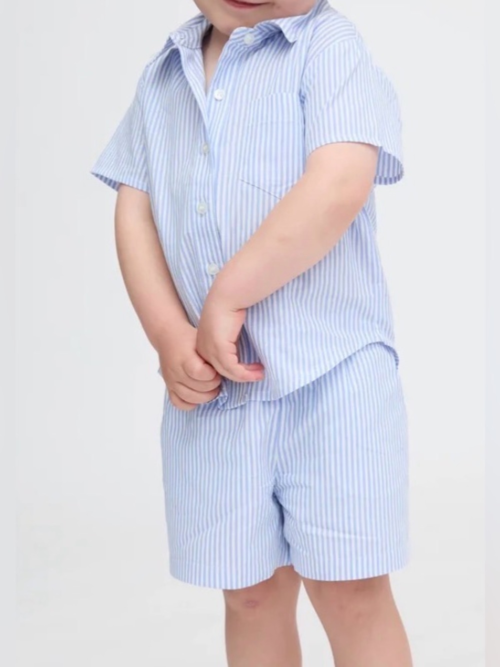 NWOT Hill House Baby Beau Shirt & Leo Shorts Set - Blue/White Stripe - 6-12M